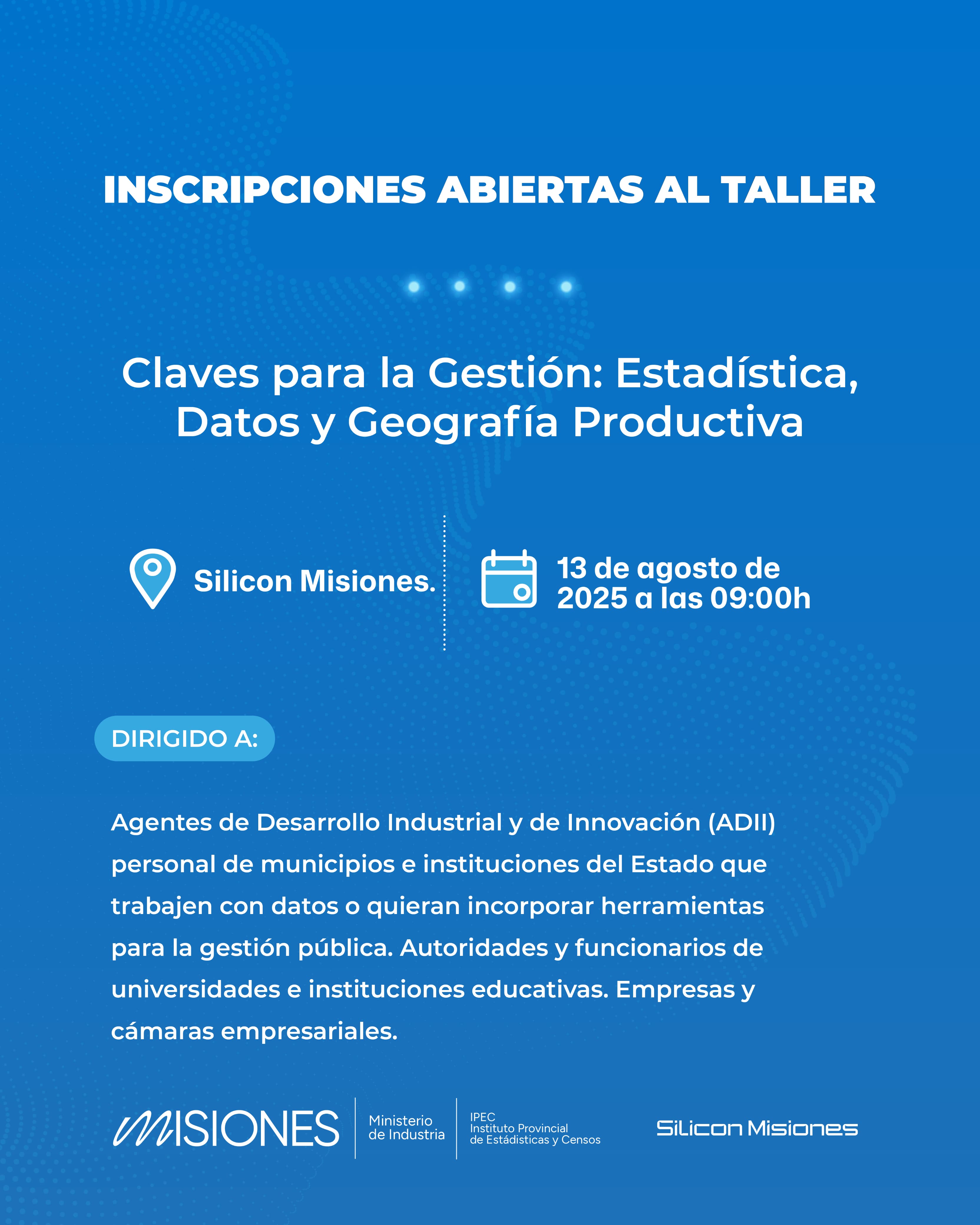 Datos, territorio y decisiones: claves para la gestión pública en un taller gratuito y abierto.